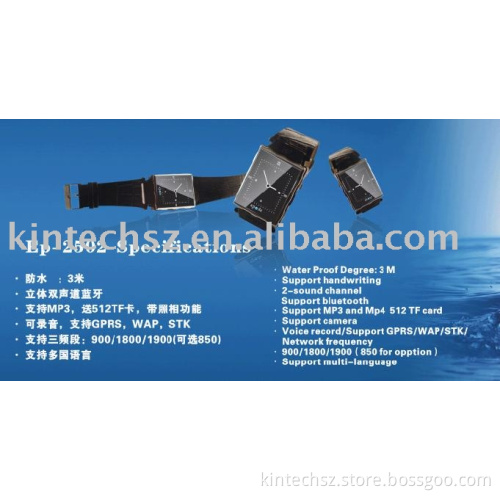 Watch Mobile Phone G115(ep2502) ---- Waterproof, Stereo-bluetooth V2.0(A2DP), USB 2.0, Anti Incoming Ring Wall, Fashionable